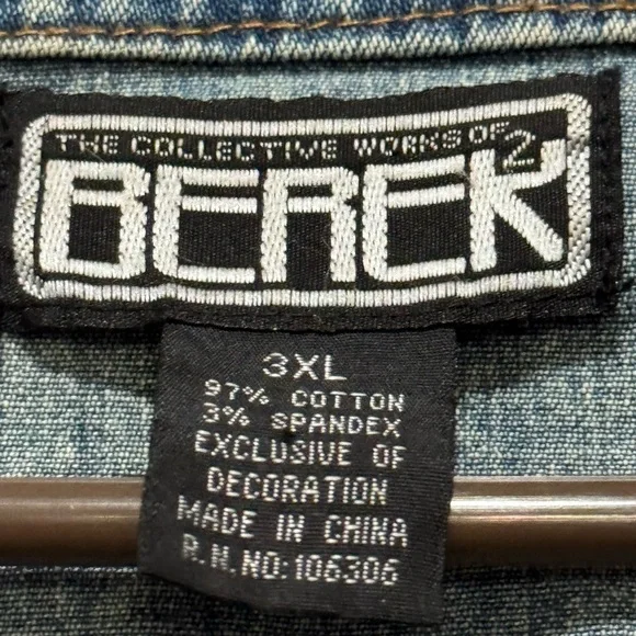 Berek Blue Jean Jacket with Colorful Embellishments woman size 3X pit 26”L 27” - Picture 10 of 11